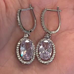Silver Diamond Drop Earrings